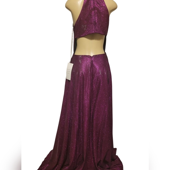 Ava Presley Halter Cutout Purple Dress Wedding Bridemaid Formal Homecoming - Picture 3 of 4